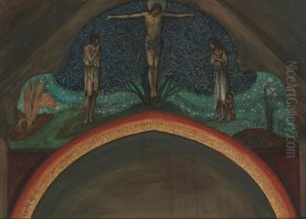 The Tree Of Life: A Study For The Mosaics In The American Church, Rome Oil Painting by Sir Edward Coley Burne-Jones