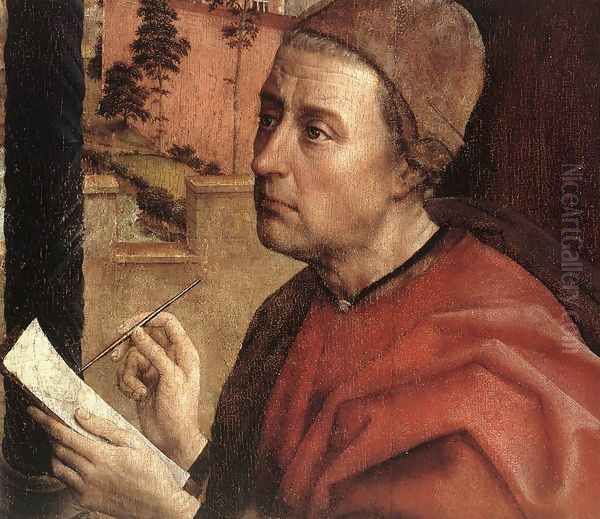 St Luke Drawing a Portrait of the Madonna (detail) 1435 Oil Painting by Rogier van der Weyden