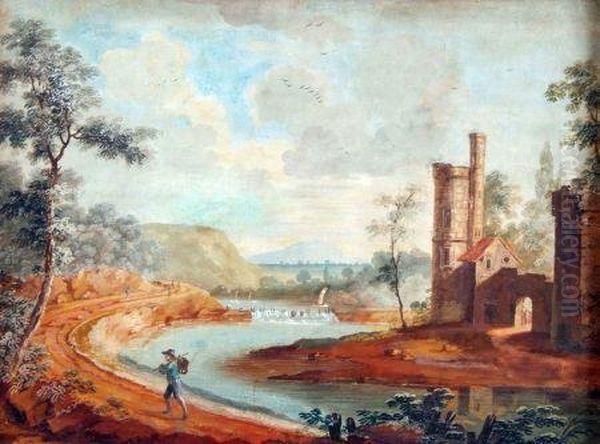 Italianate Landscape Oil Painting by Jan Frans Van Bloemen (Orizzonte)