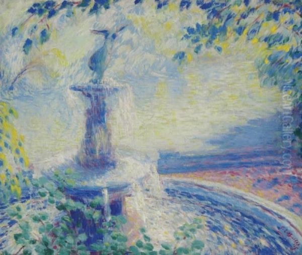 Fountain, Central Park Oil Painting by Theodore Butler