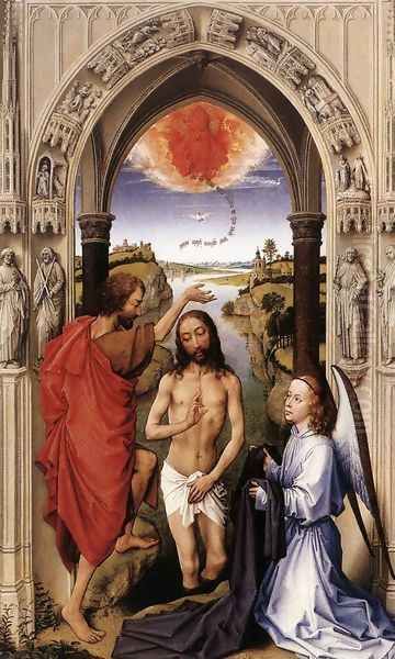 St John the Baptist altarpiece - central panel Oil Painting by Rogier van der Weyden