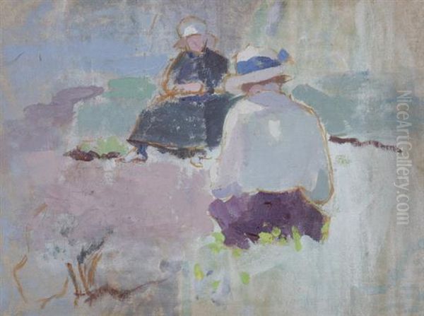 Seated Women In Hats Oil Painting by Francis Campbell Boileau Cadell