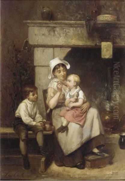 Toddler's Teatime Oil Painting by Leon Caille