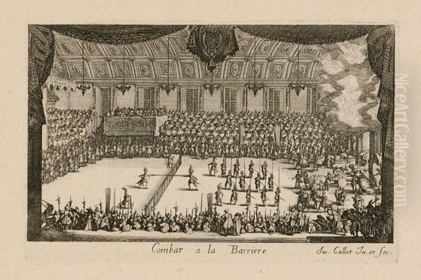 Le Combat A La Barriere Oil Painting by Jacques Callot