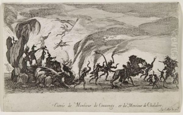 Entree De Mm. De Couvonge Et De Chalabre Planche De La Suite Le Combat A La Barriere Oil Painting by Jacques Callot