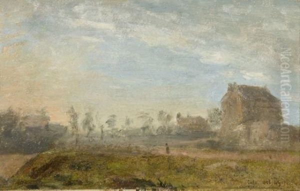 Paysage A La Maison Oil Painting by Adolphe Felix Cals