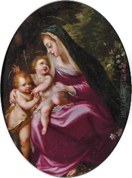 Vierge A L'enfant Avec Saint Jean-baptiste Oil Painting by Denys Fiammingo Calvaert