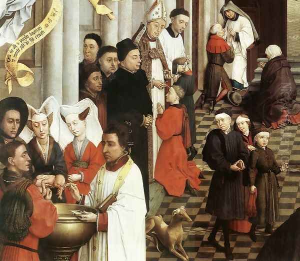 Seven Sacraments Altarpiece: left wing [detail: 1] Oil Painting by Rogier van der Weyden