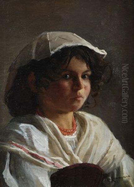 Ritratto Di Bambina Oil Painting by Michele Cammarano