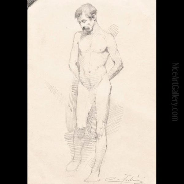 Studio Per Nudo Maschile Oil Painting by Alcide Davide Campestrini