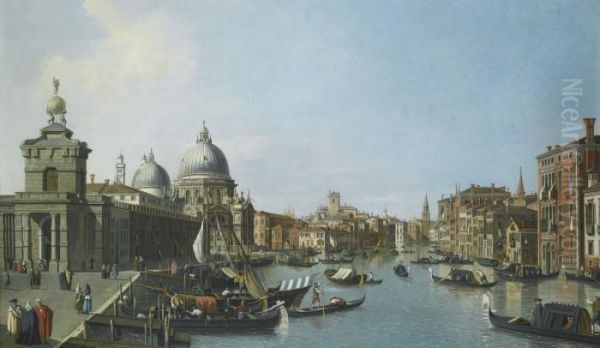 Venice, The Entrance To The Grand Canal Looking West Oil Painting by (Giovanni Antonio Canal) Canaletto