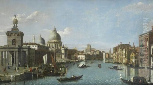 The Grand Canal, With The Punta 
Della Dogana And The Church Of Santa Maria Della Salute In The Distance,
 Venice Oil Painting by (Giovanni Antonio Canal) Canaletto