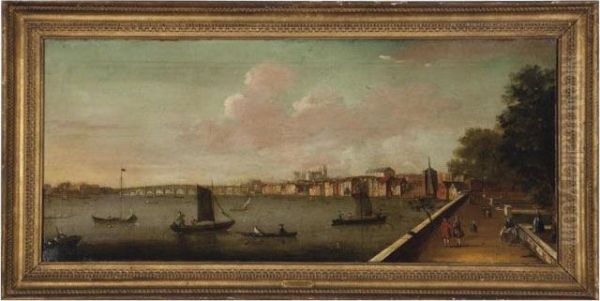 View Of The Thames With Westminster Abbey, London Oil Painting by (Giovanni Antonio Canal) Canaletto