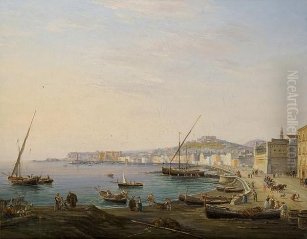 Napoli Dalla Marina Del Mercato Oil Painting by Salvatore Candido