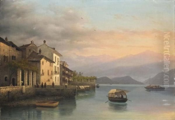 Sul Lago All'imbrunire Oil Painting by Guiseppe Canella