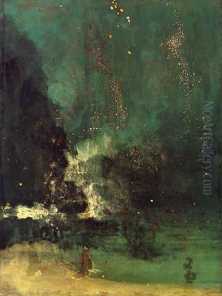 Nocturne in Black and Gold, The Falling Rocket Oil Painting by James Abbott McNeill Whistler