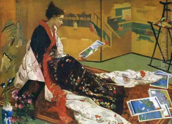 Caprice in Purple and Gold, The Golden Screen Oil Painting by James Abbott McNeill Whistler