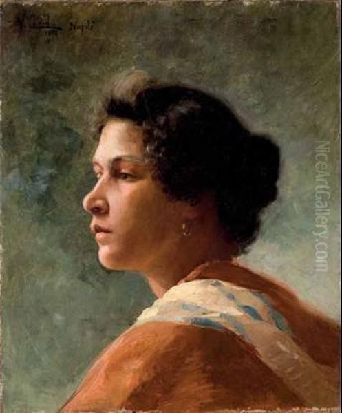 Ritratto Di Fanciulla Oil Painting by Vincenzo Caprile