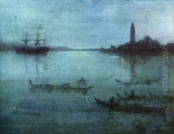 Nocturne in Blue and Silver, The Lagoon, Venice Oil Painting by James Abbott McNeill Whistler