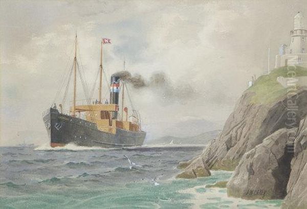 The 'crossgar' Passing Fanad Lighthouse Oil Painting by Joseph Carey Carey