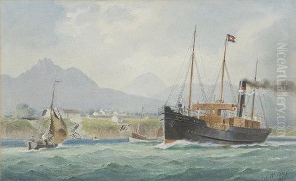 The 'montalto' Off The Northern Entrance To Carlingford Lough Oil Painting by Joseph Carey Carey