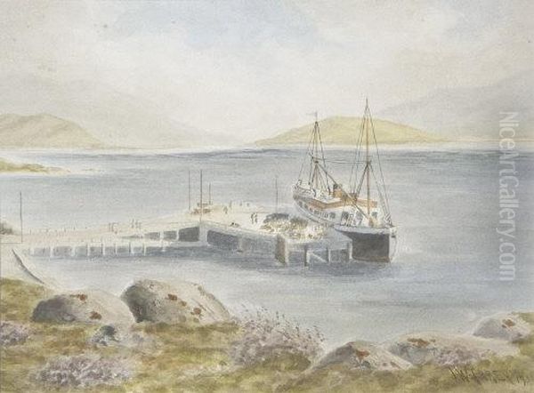 Unloading Coal At Harbour Oil Painting by Joseph Carey Carey