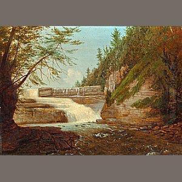 View Of High Fall, Trenton Falls Oil Painting by John Carlin