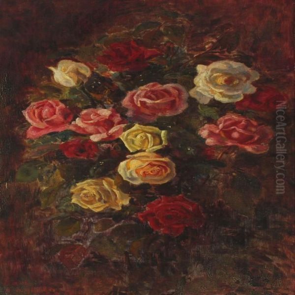 Roses Oil Painting by Carl Christian E. Carlsen