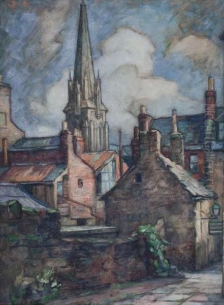 An Old Dundee Close Oil Painting by Stewart Carmichael