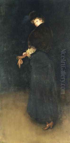 Arrangement in Black- The Lady in the Yellow Buskin- Portrait of Lady Archibald Campbell 1882-84 Oil Painting by James Abbott McNeill Whistler