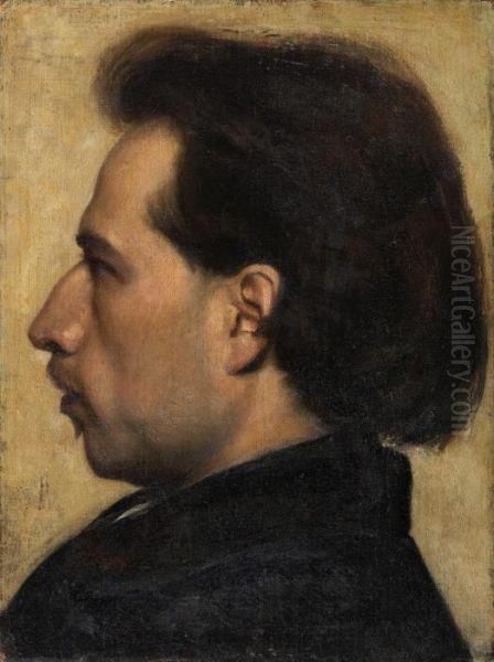 Profile Portrait Of A Young Man Oil Painting by Carolus (Charles Auguste Emile) Duran