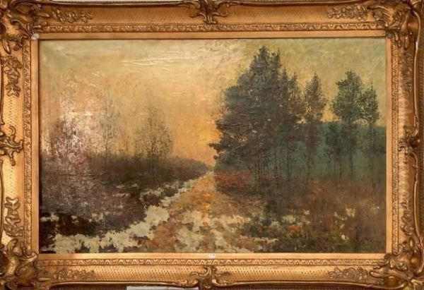 Bois De Stockel, Fonte De Neige Oil Painting by Joseph Caron