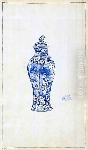 Blue and White Covered Urn Oil Painting by James Abbott McNeill Whistler