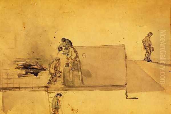 A Fire at Pomfret Oil Painting by James Abbott McNeill Whistler