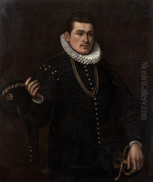 Portrait De Gentilhomme Oil Painting by Agostino Carracci