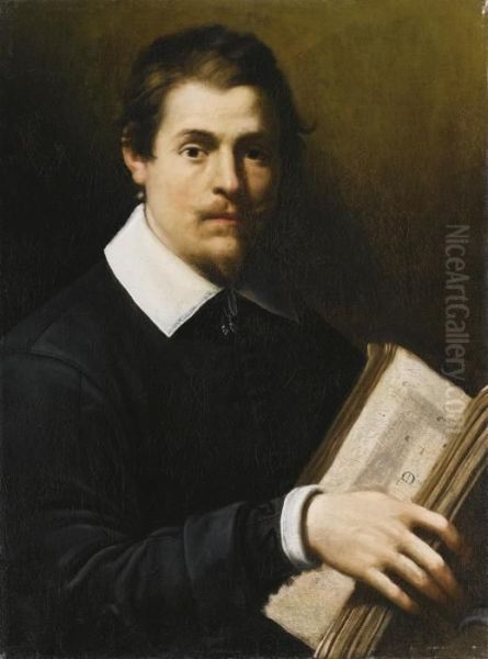 Portrait Of A Gentleman, Half Length, Holding A Book Oil Painting by Annibale Carracci