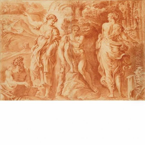 Hercules At The Crossroads Oil Painting by Annibale Carracci