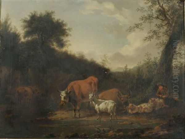 Cattle Oil Painting by Michiel Carre