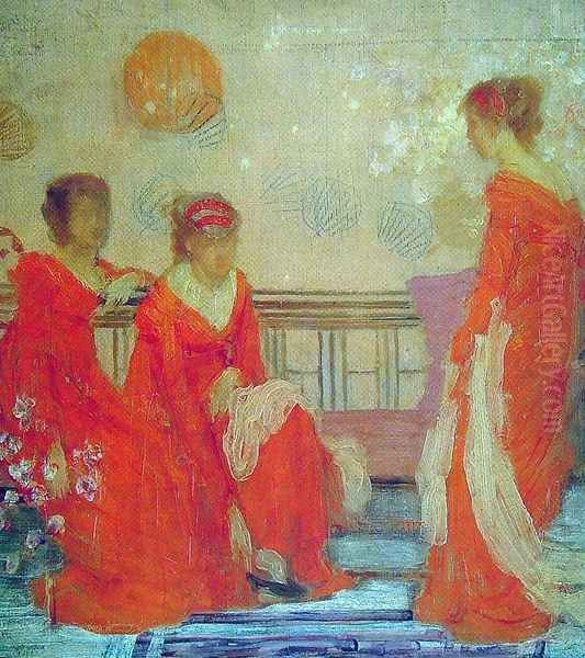 Red and Black Oil Painting by James Abbott McNeill Whistler