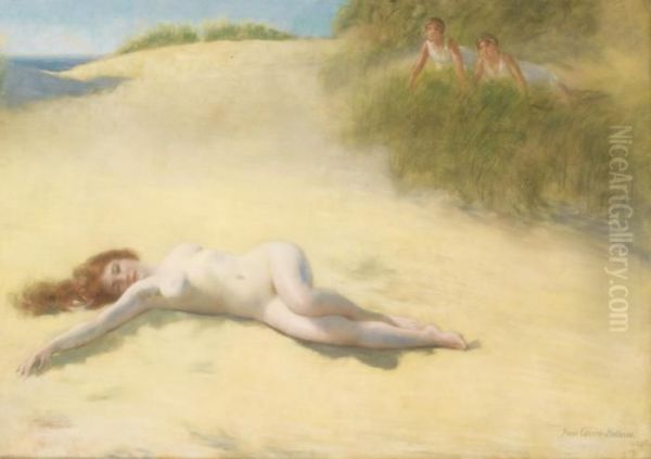 Nu Endormi Sur La Plage Oil Painting by Pierre Carrier-Belleuse