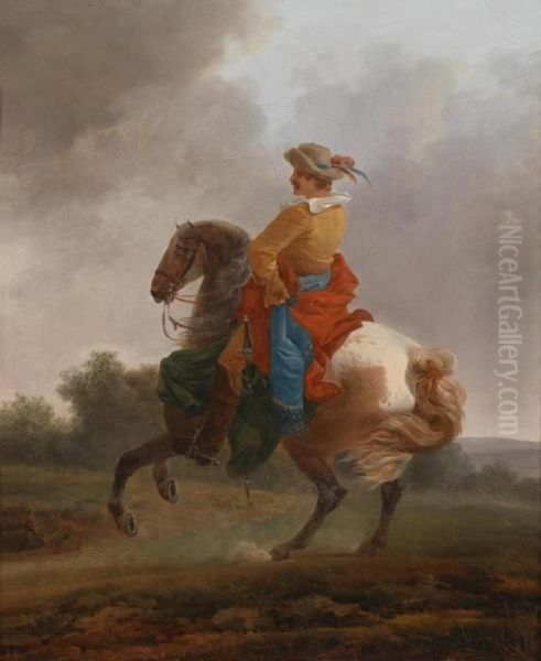 An Elegant Rider In The Levade Oil Painting by Francesco Giuseppe Casanova