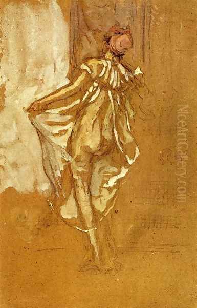 A Dancing Woman in a Pink Robe, Seen from the Back Oil Painting by James Abbott McNeill Whistler