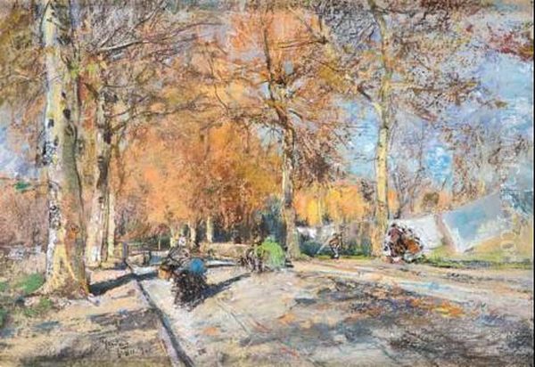 Viale D'autunno Oil Painting by Giuseppe Casciaro