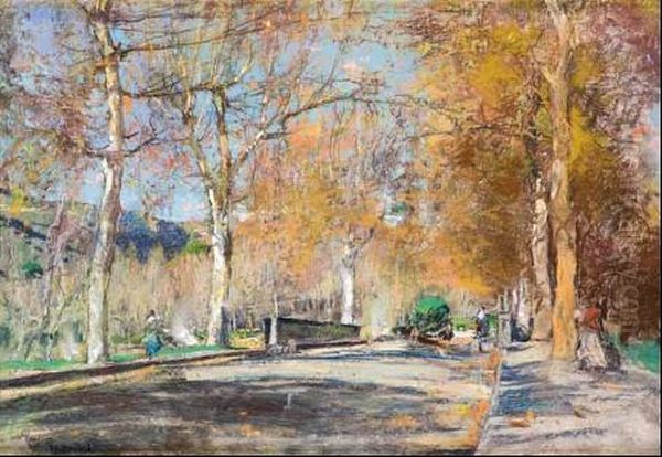 Lungo Il Viale Oil Painting by Giuseppe Casciaro