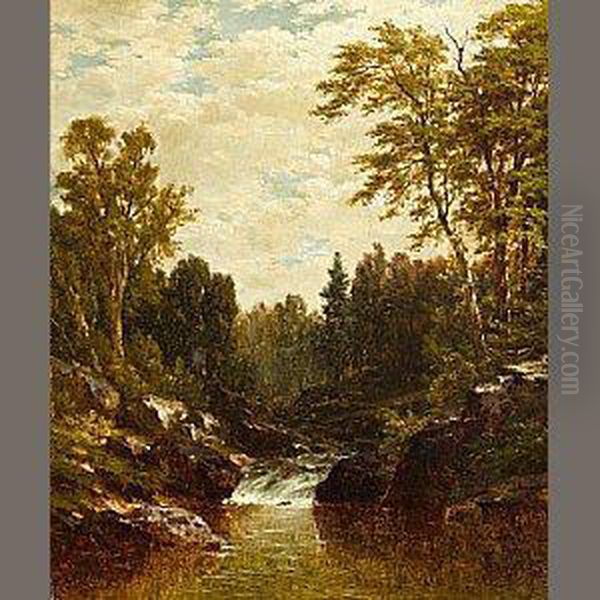 Cascade Oil Painting by John William Casilear