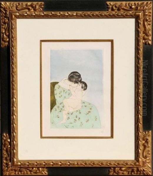 Mother's Kiss Oil Painting by Mary Cassatt