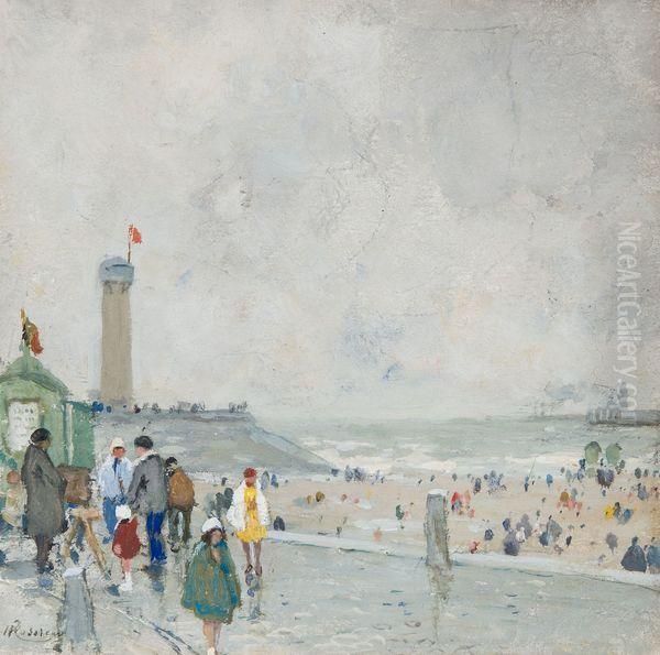 Digue D'ostende Oil Painting by Hendrick, Henri Cassiers