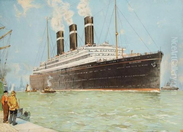 Red Star Line Oil Painting by Hendrick, Henri Cassiers