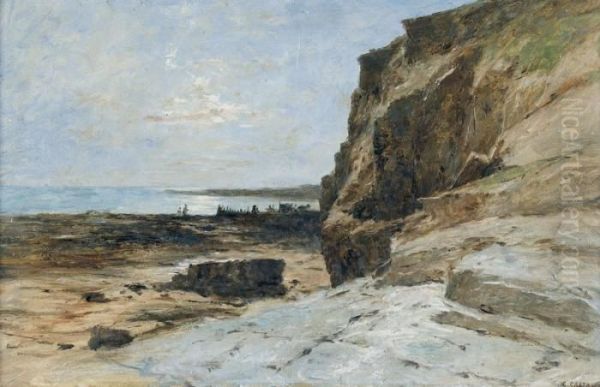 Felsige Strandpartie Am Meer Oil Painting by Gustave Castan