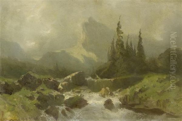 Mountain Stream Oil Painting by Gustave Castan